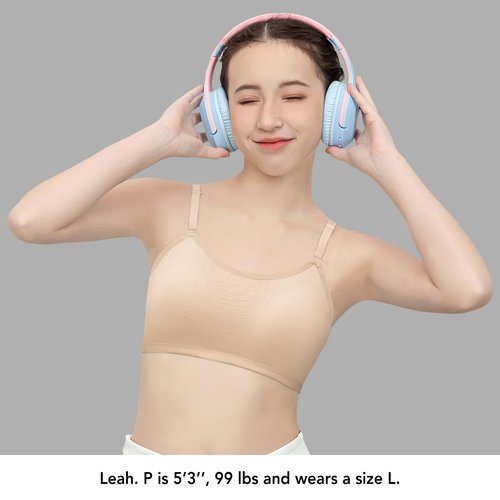 SALIA GIRL Sport Cami Bras Cotton for Teens Girls Training Bras 10-16 with Adjustable Straps Fixed Pads, Medium