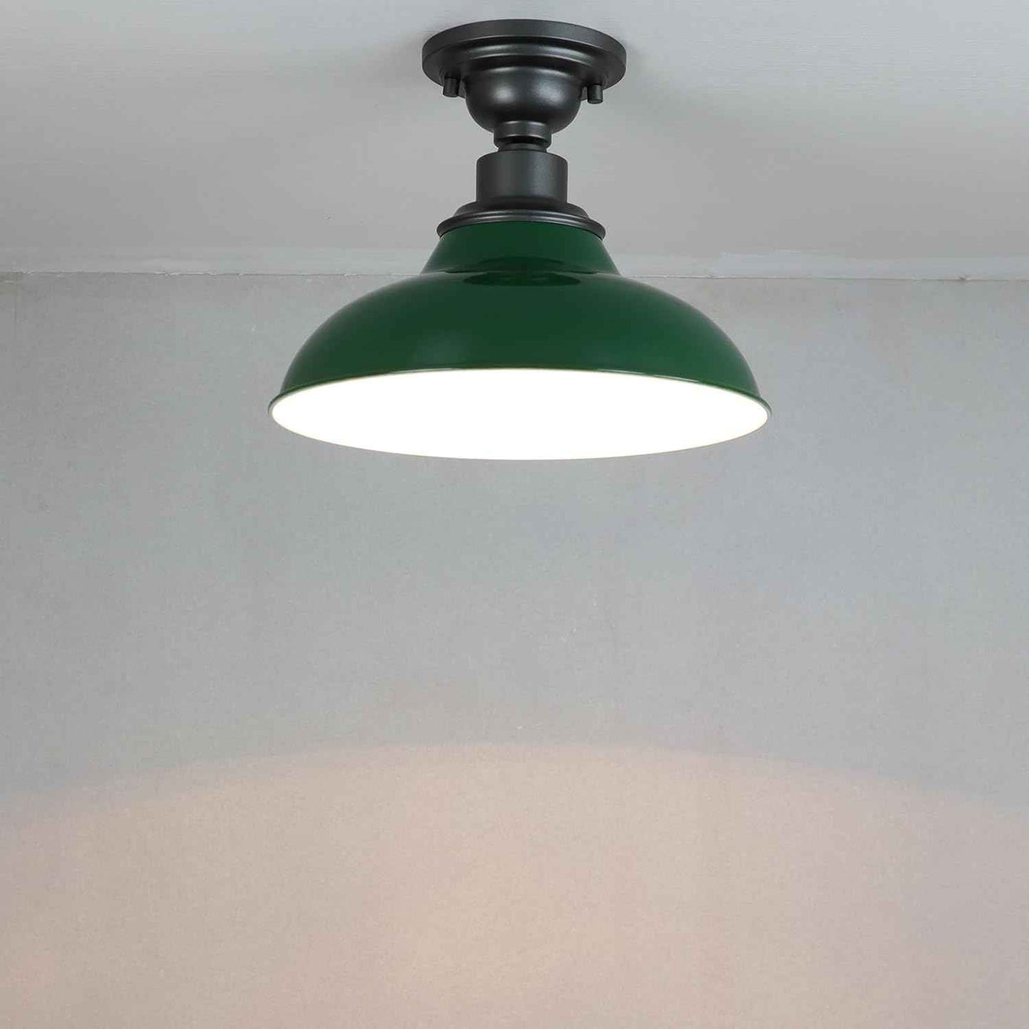 12-Inch Farmhouse Semi Flush Mount Ceiling Light - Black Industrial Barn Fixture for Bedroom, Kitchen, Foyer