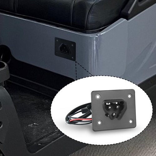 Shu-Ran Golf Cart 48 Volts Charger Receptacle, Delta-Q Battery Charger Plug with Wires for EZGO RXV 2008-Up, EZGO 2Five 2010-Up Electric Golf Cart, 3-Prong Charging Port, OEM# 602529