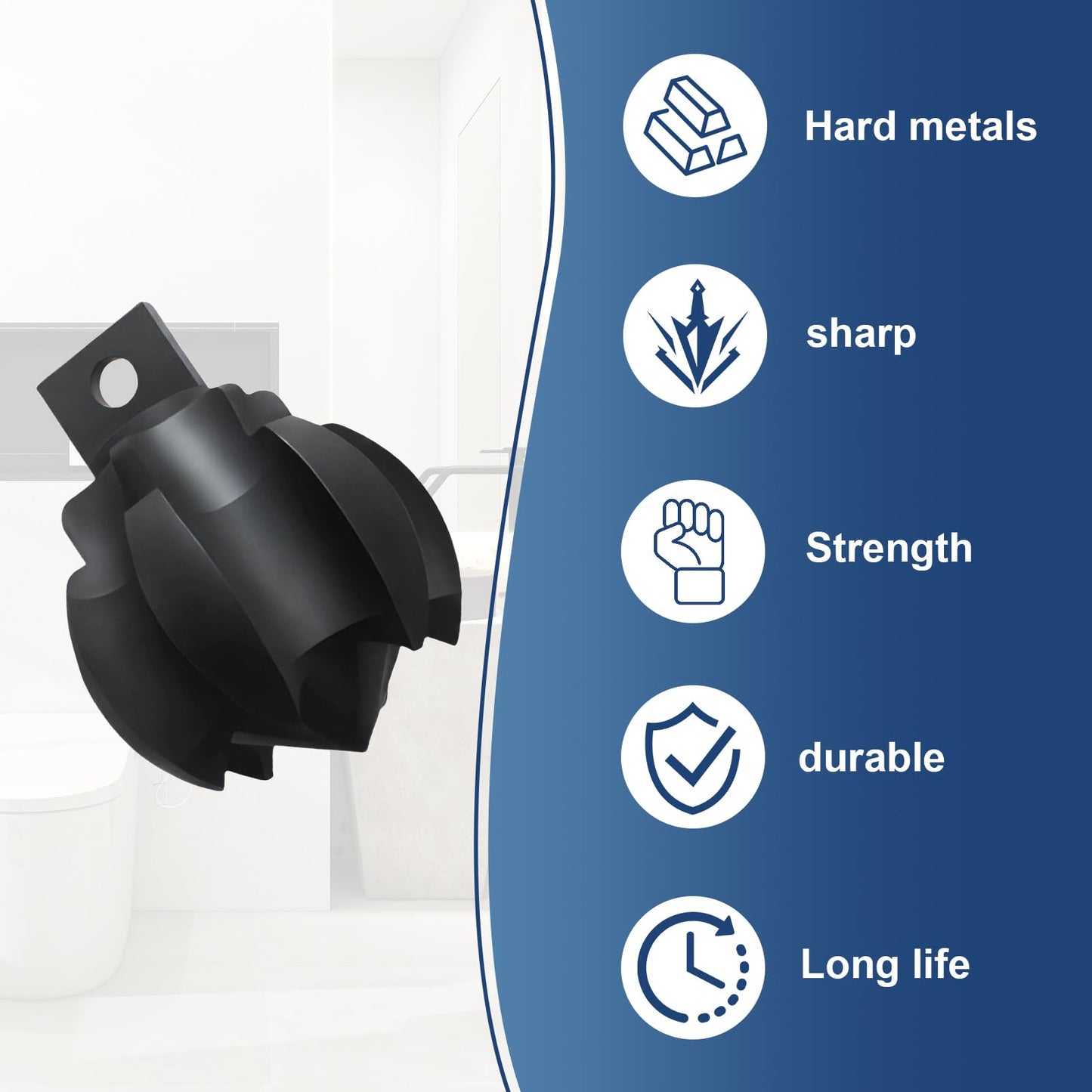 Aulpq Drain Cleaner Cutter Heads (2-1/2CG) F/5/8& 3/4" Cables, Clog Chopper Multi Function Cuttin Tool, Black