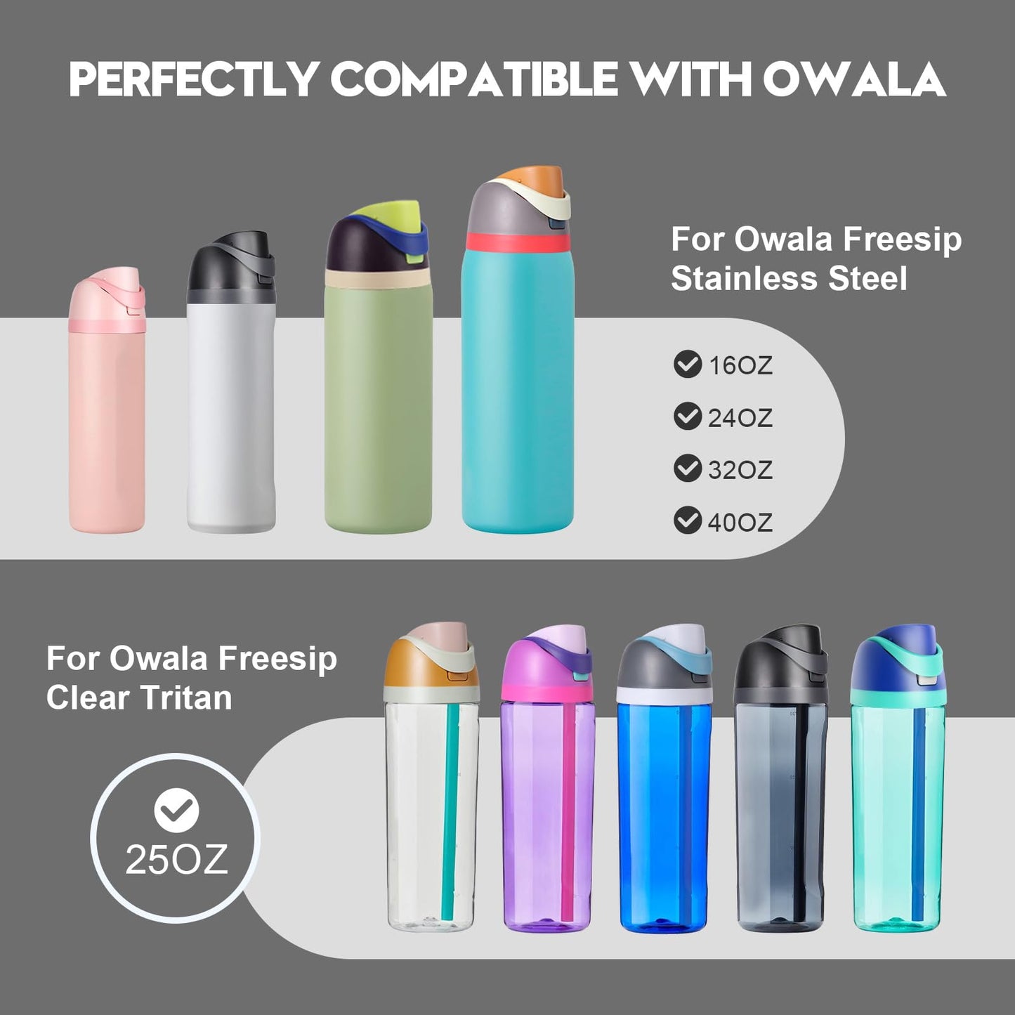 Ruzkq Replacement Lid for Owala, Compatible with Owala Cup 16oz 24oz 32oz 40oz, One Button Water Bottle Top Lid Replacement Accessory, Leakproof, BPA-Free (Black)