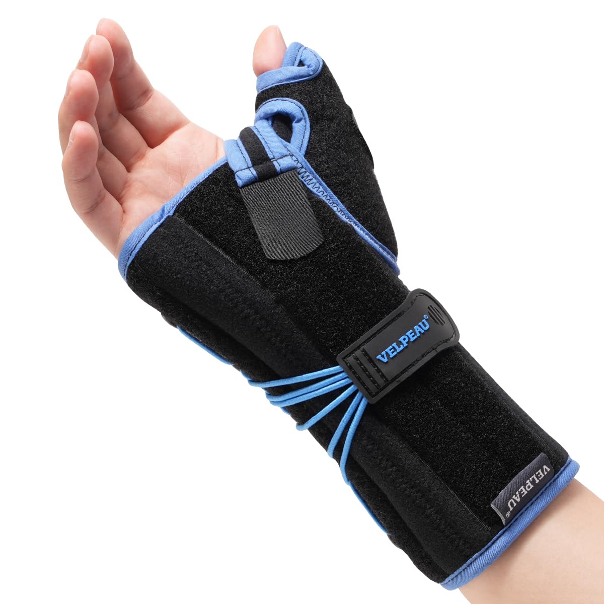 Velpeau Carpal Tunnel Wrist Brace with Thumb Stabilizer Night Support, Stabilizes Wrist Thumb Joint, Pain Relief for Tendonitis, De Quervain's Tenosynovitis, Arthritis (Drawstring, Right Hand, L)