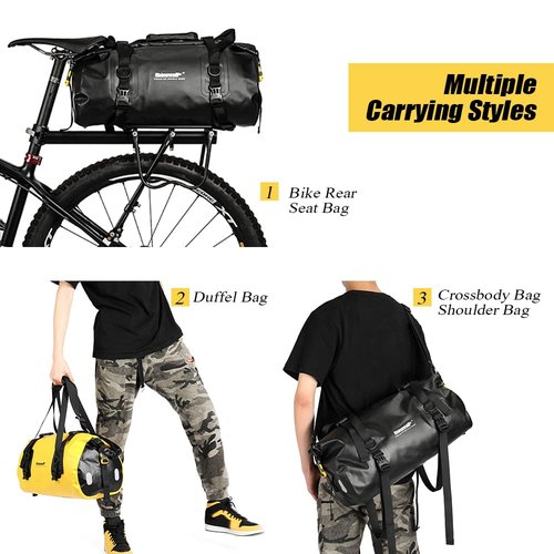 20L Waterproof Duffel Bag Multifunctional Cycle Rear Seat Trunk Bag Bike Rack Pannier Bag Camping Boating Kayaking Traveling Beach