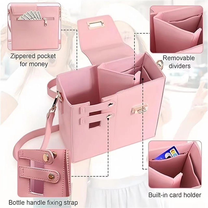 Stanley Outdoor Portable Crossbody Cup Storage Bag with Purse, Outdoor Portable Crossbody Water Cup Storage Bag, crossbody Bag for Stanley Bottle(Brown)