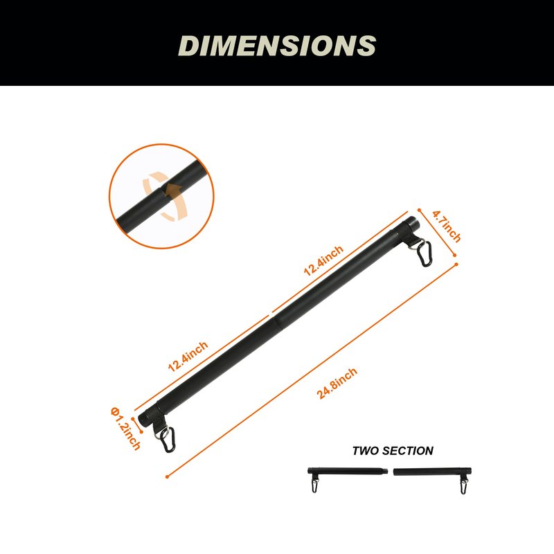 Portable Resistance Band Bar, Carbon Steel Resistance Bar for Resistance Bands, Dual Cable Machine Bar, Straight Bar Cable Attachment, MAX Weight Loading 60kg, Adjustable from 37" to 24.8"