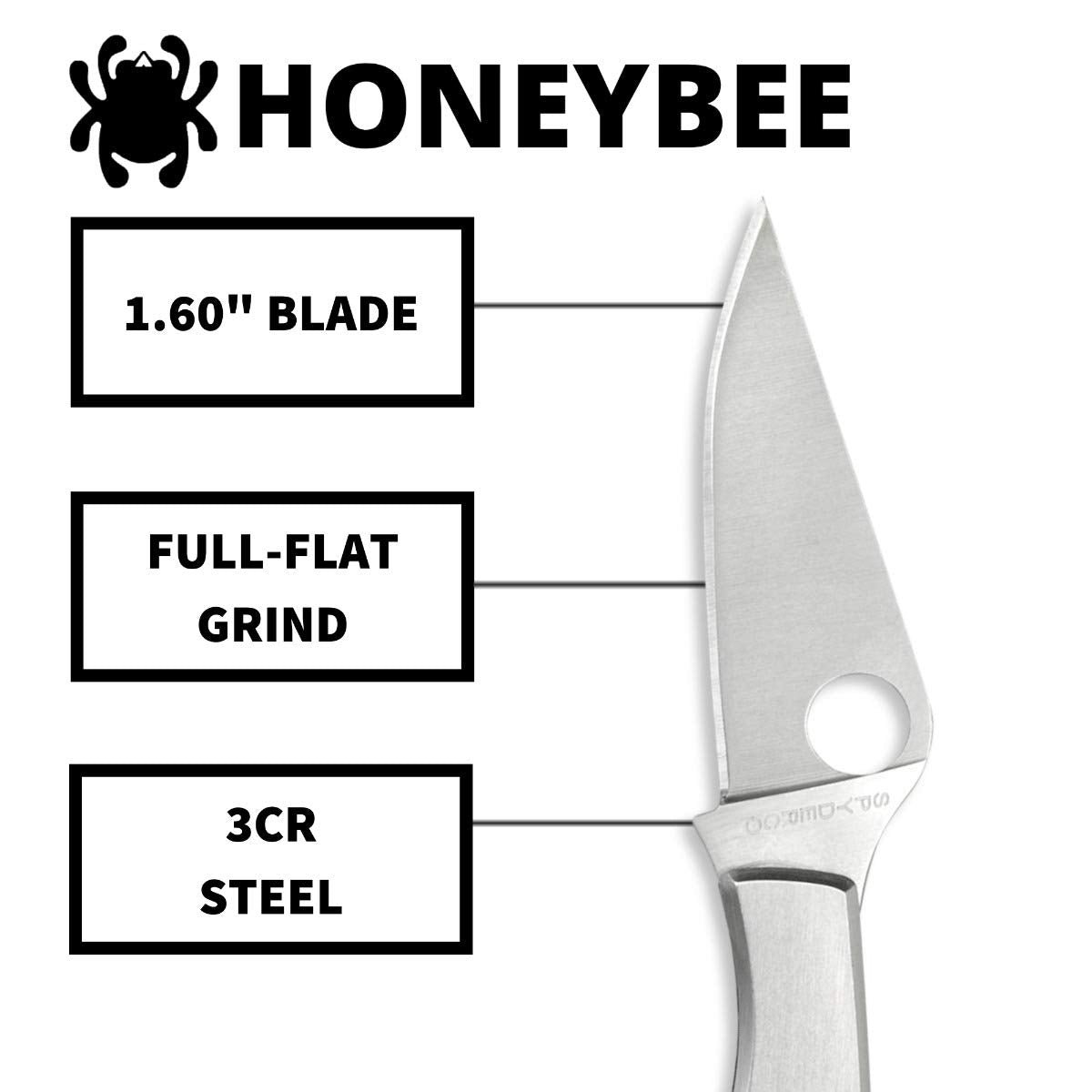 Spyderco Honeybee Folding Pocket Knife with 1" 3Cr13 Steel Blade and Stainless Steel Handle - EDC Knife for Men and Women, Perfect for Hunting, Tactical, Camping, Survival, Hiking - PlainEdge - C137P