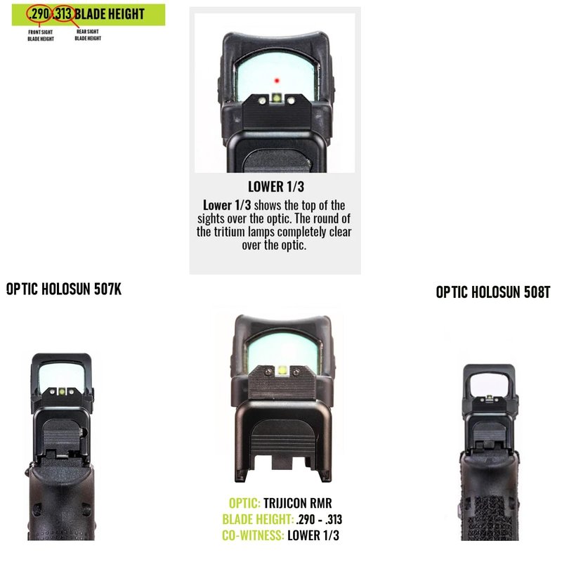 NIGHT FISION Optics Ready Stealth Night Sight Set for Walther PDP/PPQ with RMR/507c/ACRO (WAL-277-290-313-YGZG)