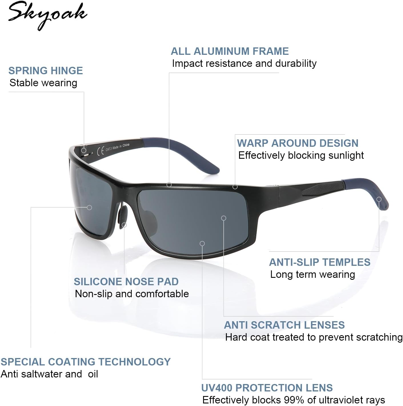 Skiennix Unbreakable Polarized Sports Sunglasses - Scratch & Seawater-Proof, Aluminum Frame
