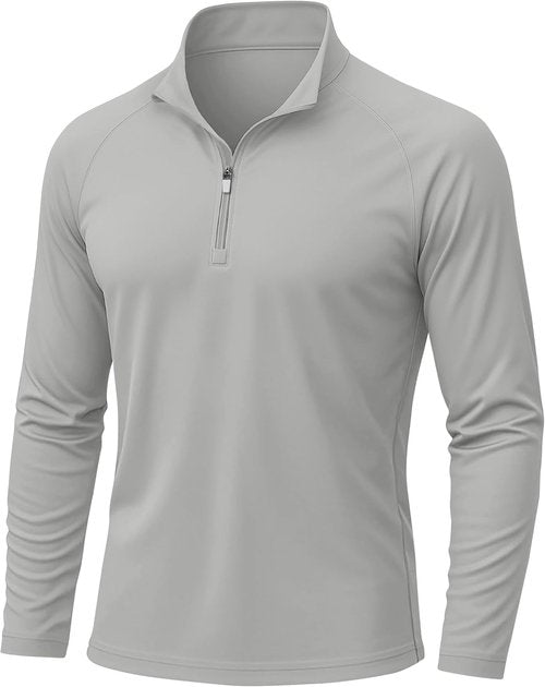KEFITEVD Men's UPF 50+ Sun Protection Shirt - Quick Dry Long Sleeve 1/4 Zip UV Fishing T-Shirt