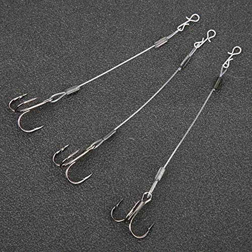 Haosie 6PCS Treble Fishing Hooks for Walleye Bass Lure Fishing
