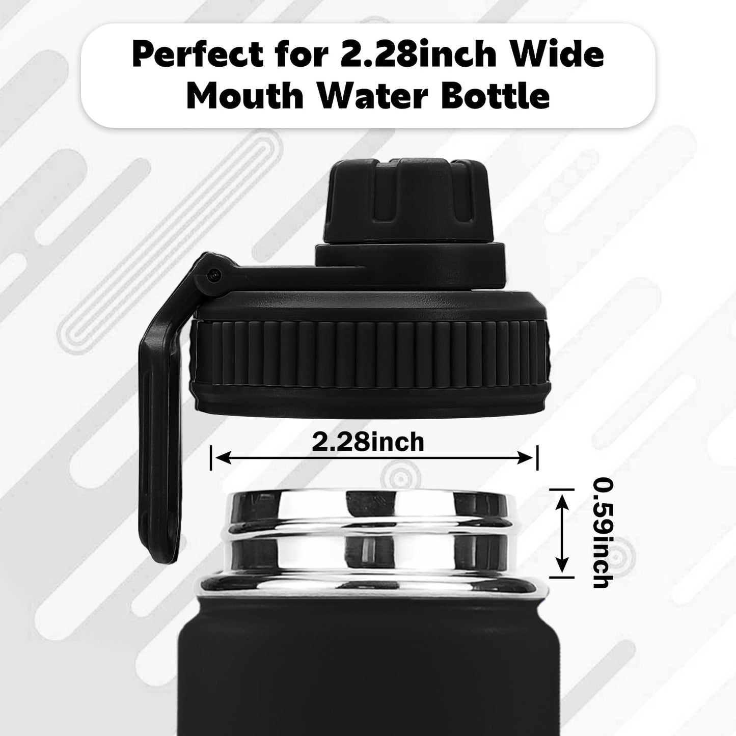 XccMe Spout Lid for Hydro Flask Wide Mouth Sport Water Bottles,Replacement Lids for Most 12,14,16,18,20,22,32,40,64oz Wide Mouth Water Bottles with Handle Easy to Carry (Black)