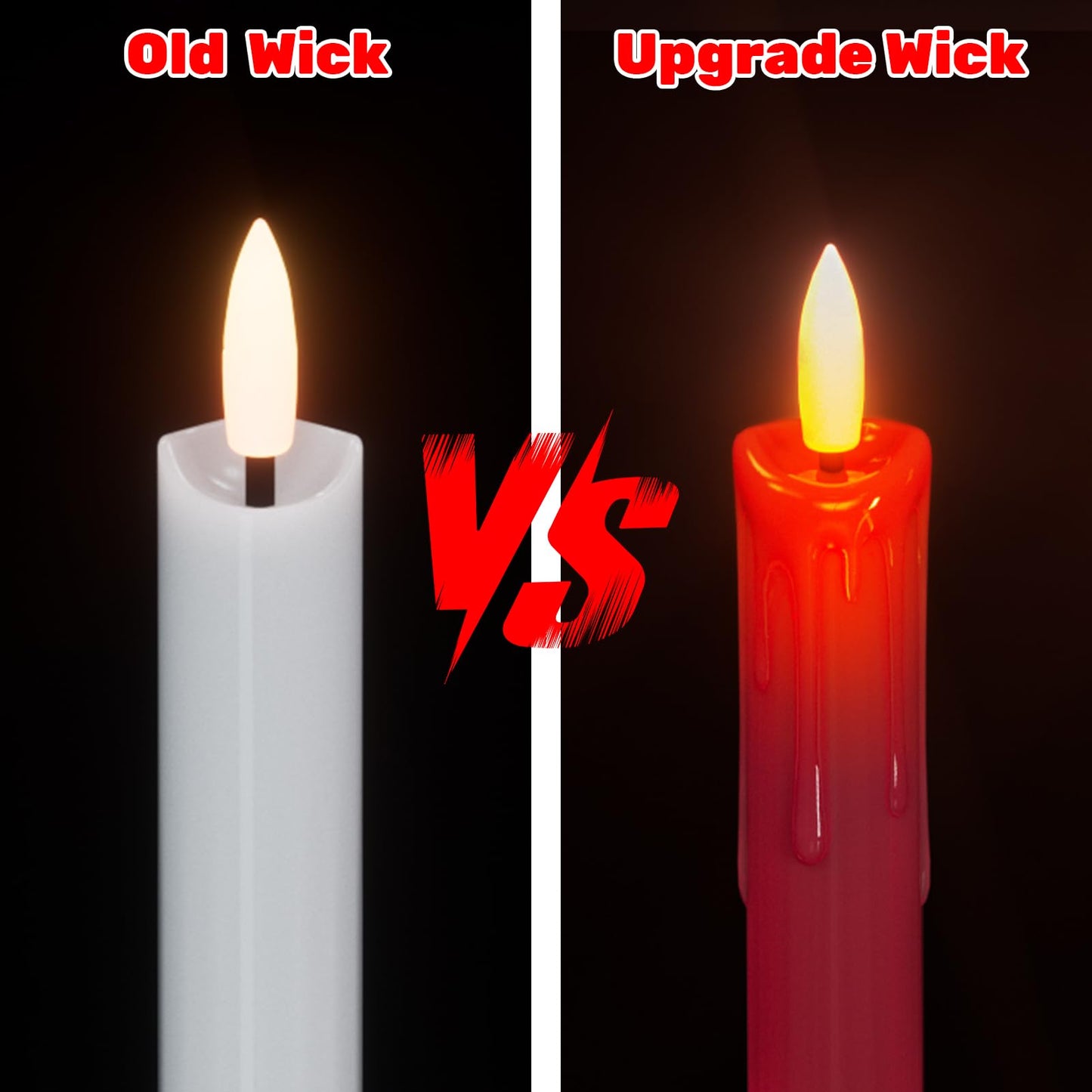 DRomance Dripping Flameless Taper Candles Flickering with Remote and Timer Battery Operated LED Taper Candle Real Wax 3D Wick Dinner Wedding Christmas Holiday Indoor Decor(3 Pack Red, 0.78" x 9.7")