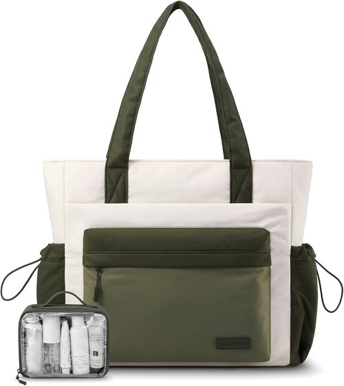 LOVEVOOK Puffer Tote Bag for Women - Versatile Travel Handbag with Zipper & Compartments | Ideal for Work, Gym, Daily Use