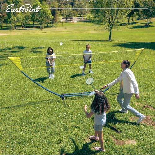 Badminton Set with 4 Rackets & 2 Shuttlecocks - Yellow/Blue