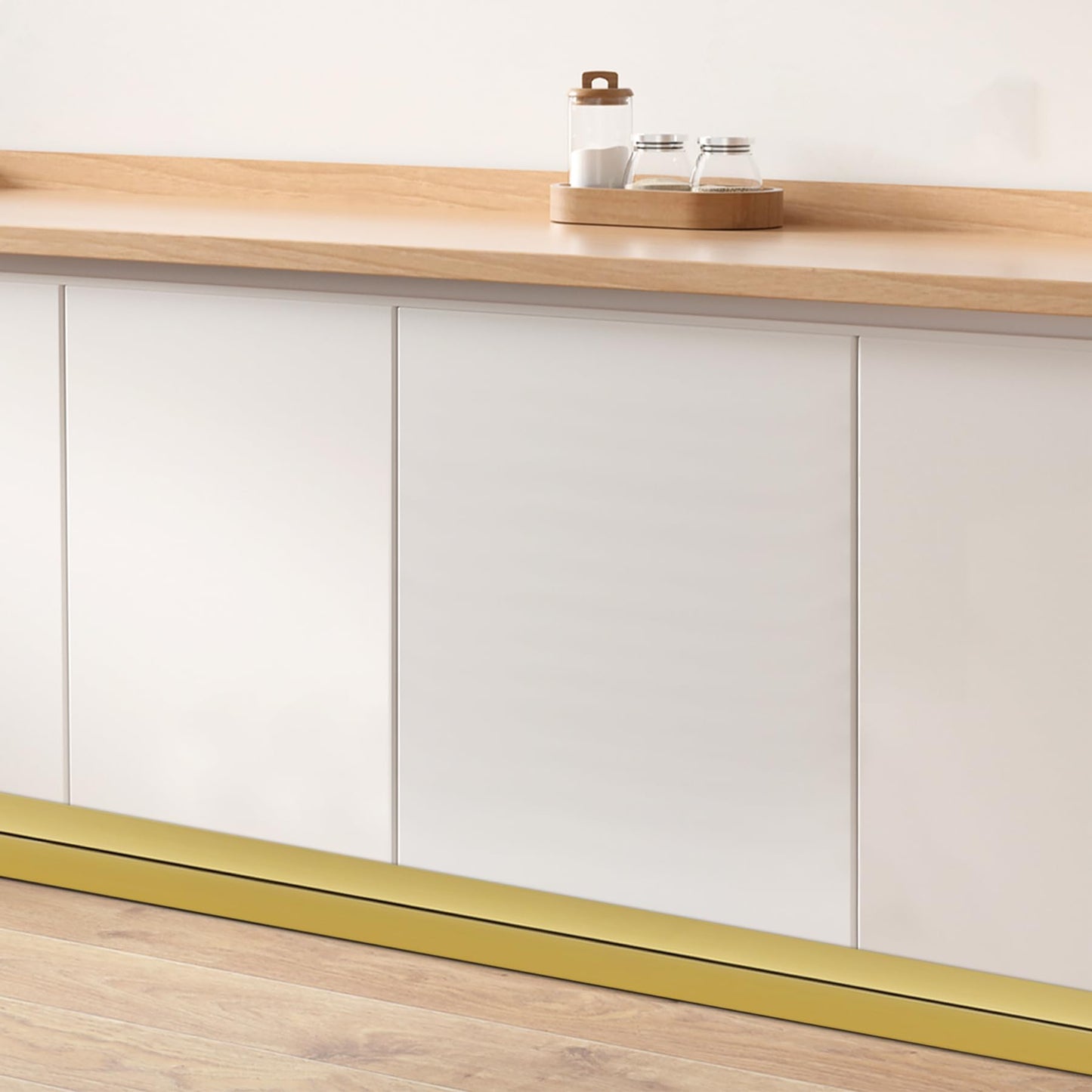 Coengwui L-Shaped Corner Guards, Peel and Stick Molding Trim for Furniture Edge Bumper, Table Door Frame Protection and Decoration (Matte Gold, 16.4ft x 0.8in)