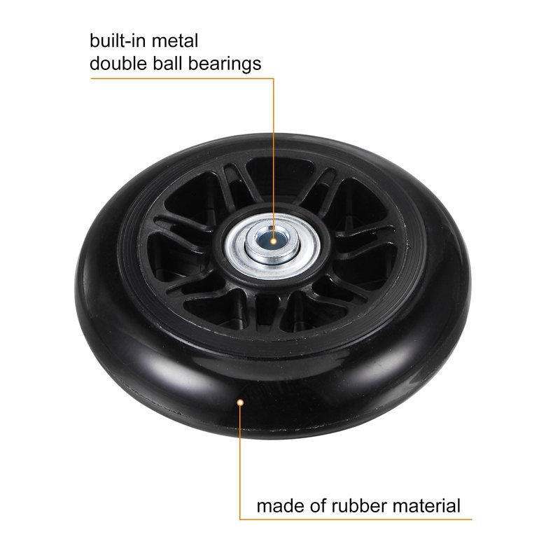uxcell Replacement Luggage Wheels 90x24mm Suitcase Wheel Repair Kits Include 2 PU Bearing Wheels & Washers, Wrenches & Axle Screw for Trolley Bag, Inline Skate and Caster Board