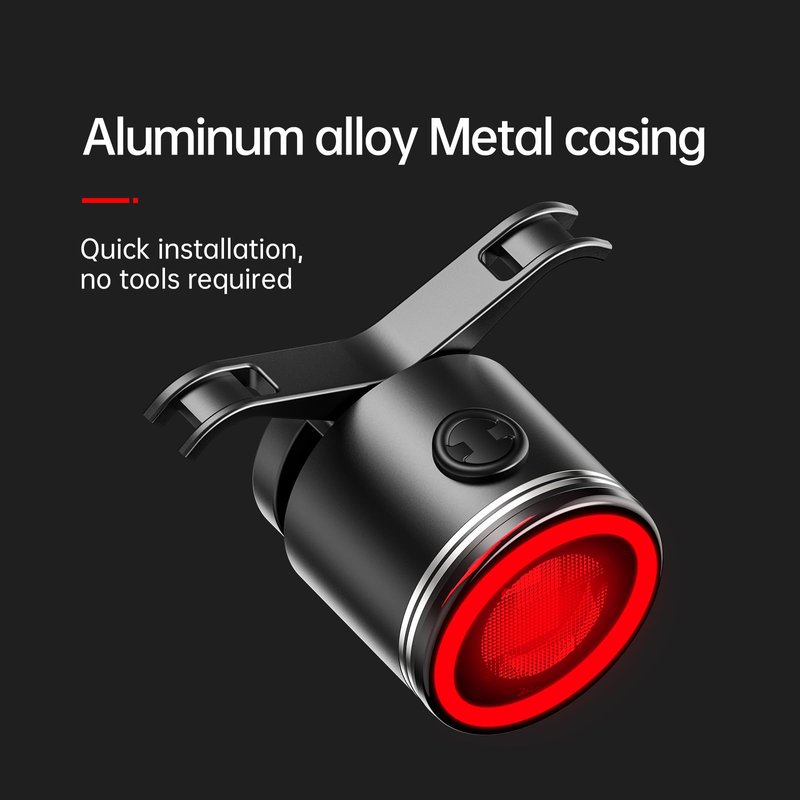 Yinstr Smart Bike Tail Light, Brake Sensing Bicycle Rear Lights, Same Frequency Induction Flicker, 6 Lighting Modes, IPX65 Waterproof, USB-C Rechargeable, Cycling Safety Accessory