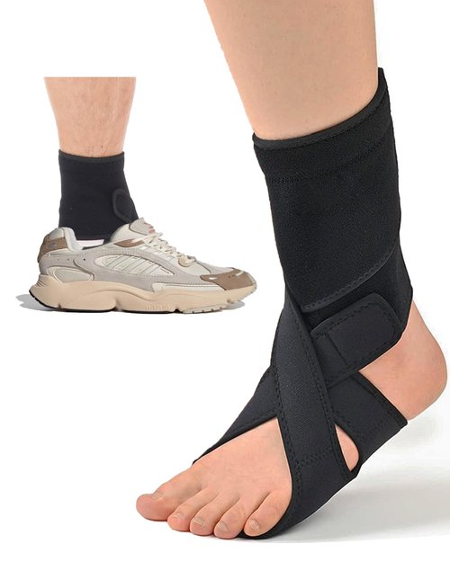 Furlove AFO Foot Drop Brace for Walking, Drop Foot Brace Soft Night Splint for for Sleeping, Adjustable Foot Support (Left)