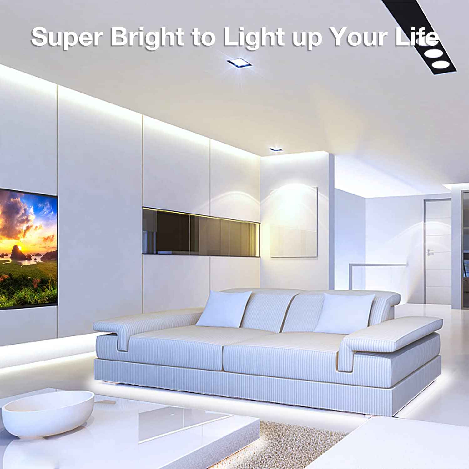 DAYBETTER COB LED Strip, 16.4 ft White LED Strip Lights, Dimmable LED Light Strip 6500K Bright Daylight White, 24V, 1600LEDs, 2835 Flexible LED Tape Light for TV, Bedroom, Kitchen Cabinet, Closet