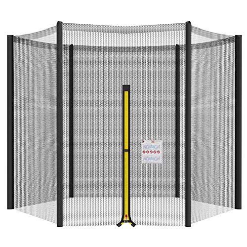 Trampoline Enclosure Net with Zipper & Buckle, Safety for Round Frames