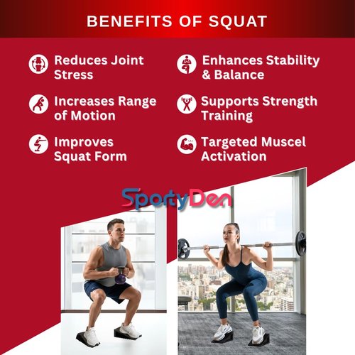 SPORTYDEN Squat Wedge Block - Non Slip Rubber - 3 Adjustable Angles - Men Shoe Size up to US11-4Pcs Set - Heel Elevated Squat - Calf Raises Ramp - Weight Lift & Stretch - 2 Bands & a Carry on Bag