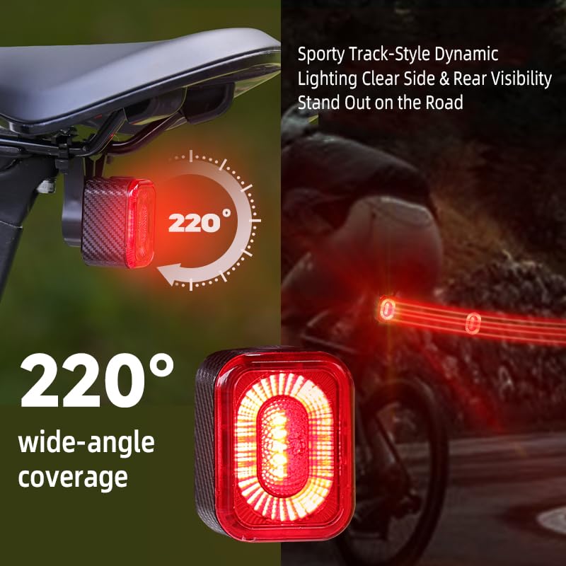 Smart Bike Tail Light with Brake Sensor - Auto On/Off Night Riding Safety