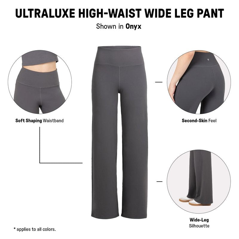 YITTY Active Women's High Waist Wide Leg Pants – Buttery Soft Lounge & Yoga Pants with Tummy Control, 4-Way Stretch, Iconic Black, M, Regular | 31" Inseam