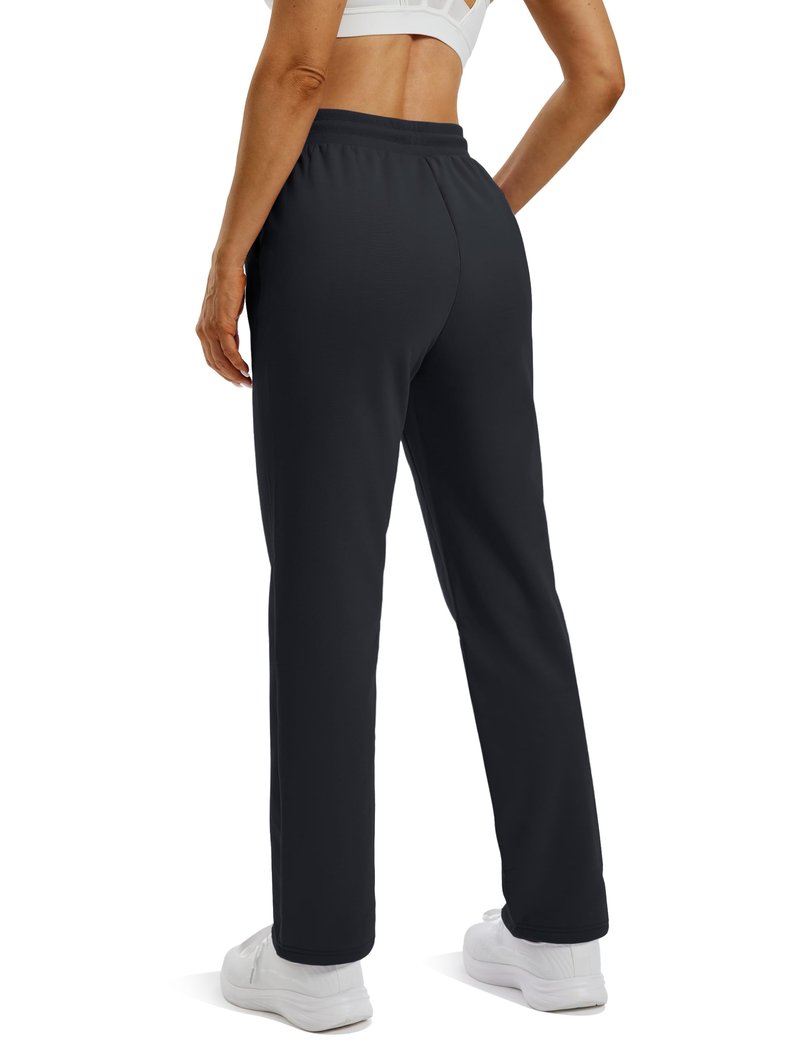 TACVASEN Fleece Lined Pants for Women Winter Warm Sherpa Sweatpants with Pockets Thermal Cotton Joggers Casual Black L