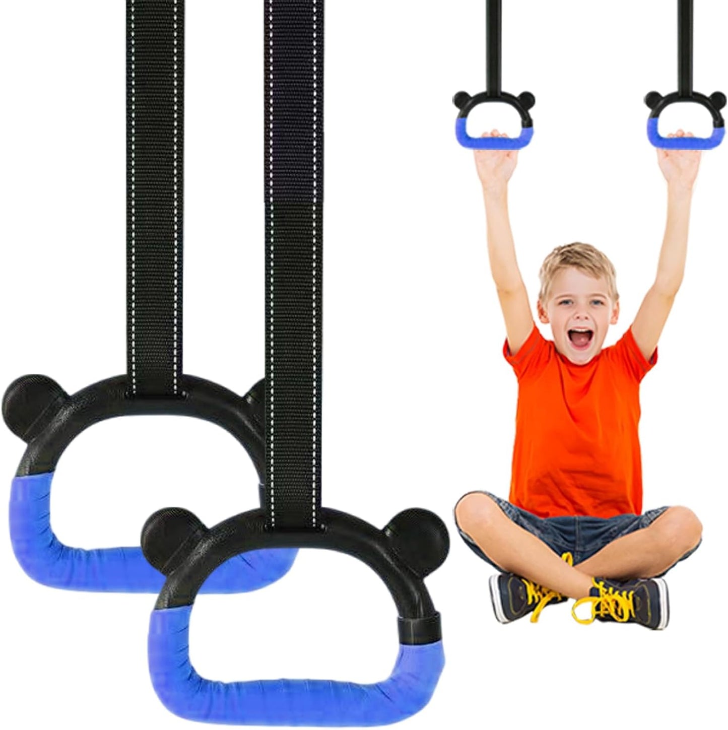Skiennix Kids Gymnastics Rings - Adjustable Strap Strength Training for Home Fitness | Durable & Safe