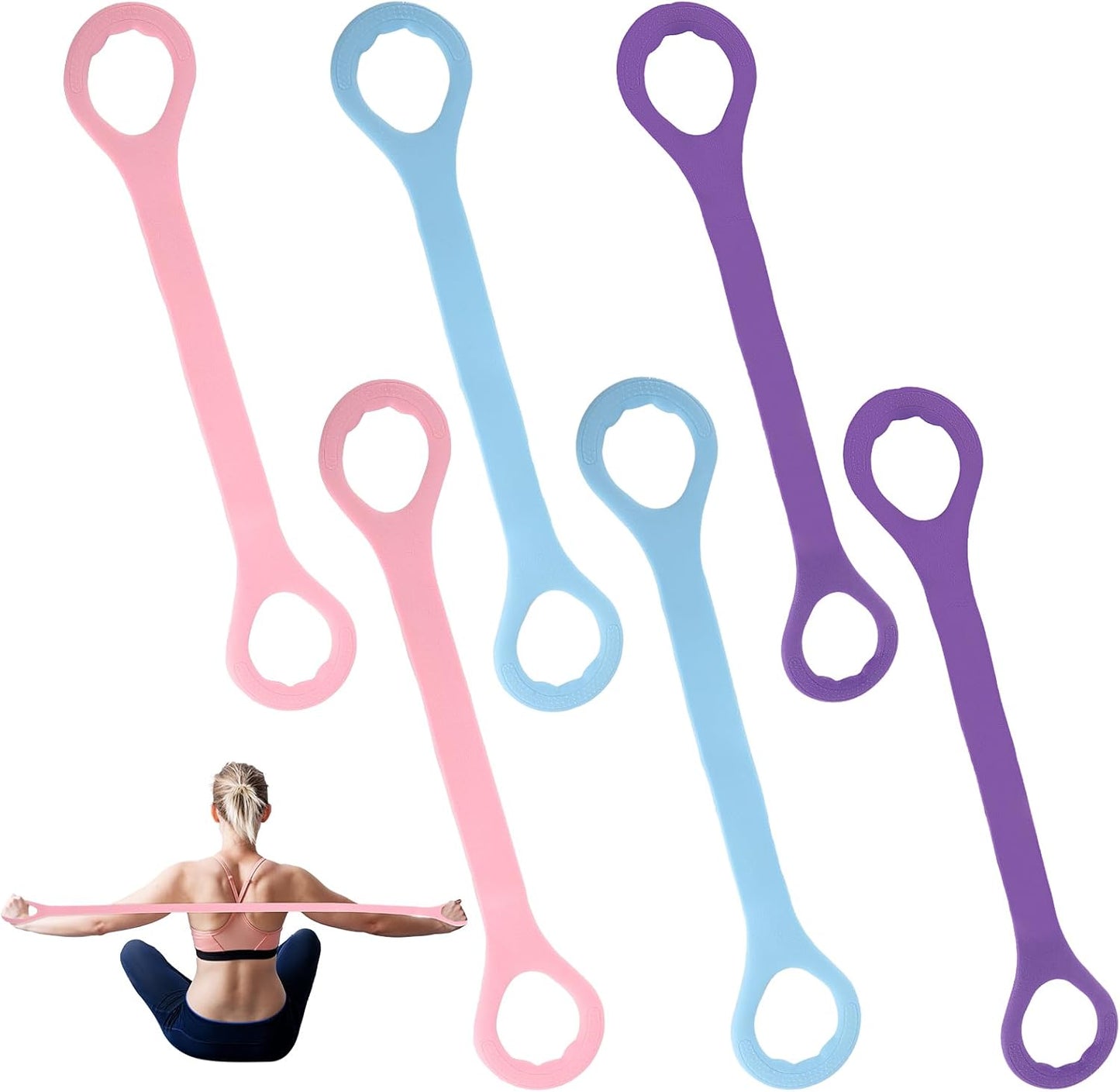Skiennix 6 Pack Figure 8 Resistance Bands - TPE Elastic Fitness Ropes for Strength Training & Stretching