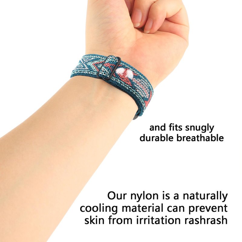 Adjustable Elastic Nylon Bands Compatible with Fitbit Alta and Alta HR Fitness Tracker, 2 Pack Braided Stretchy Wristband Accessory Bracelet Watch Strap Sport Replacement Band for Women Men (Colorful