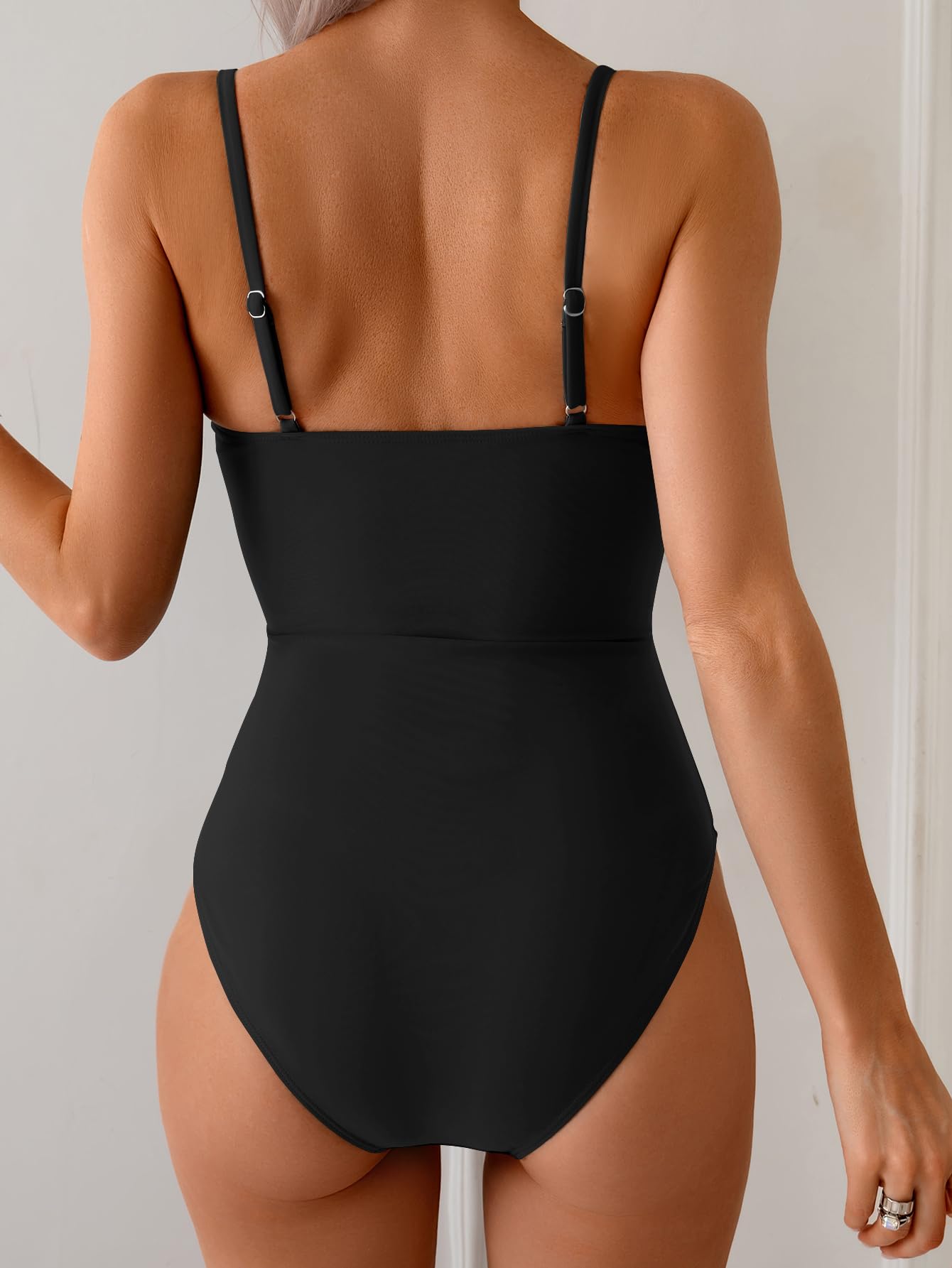 Eomenie Womens Cutout One Piece Swimsuit with Ring Linked Sexy Monokini Bathing Suit for Beach Vacation Black