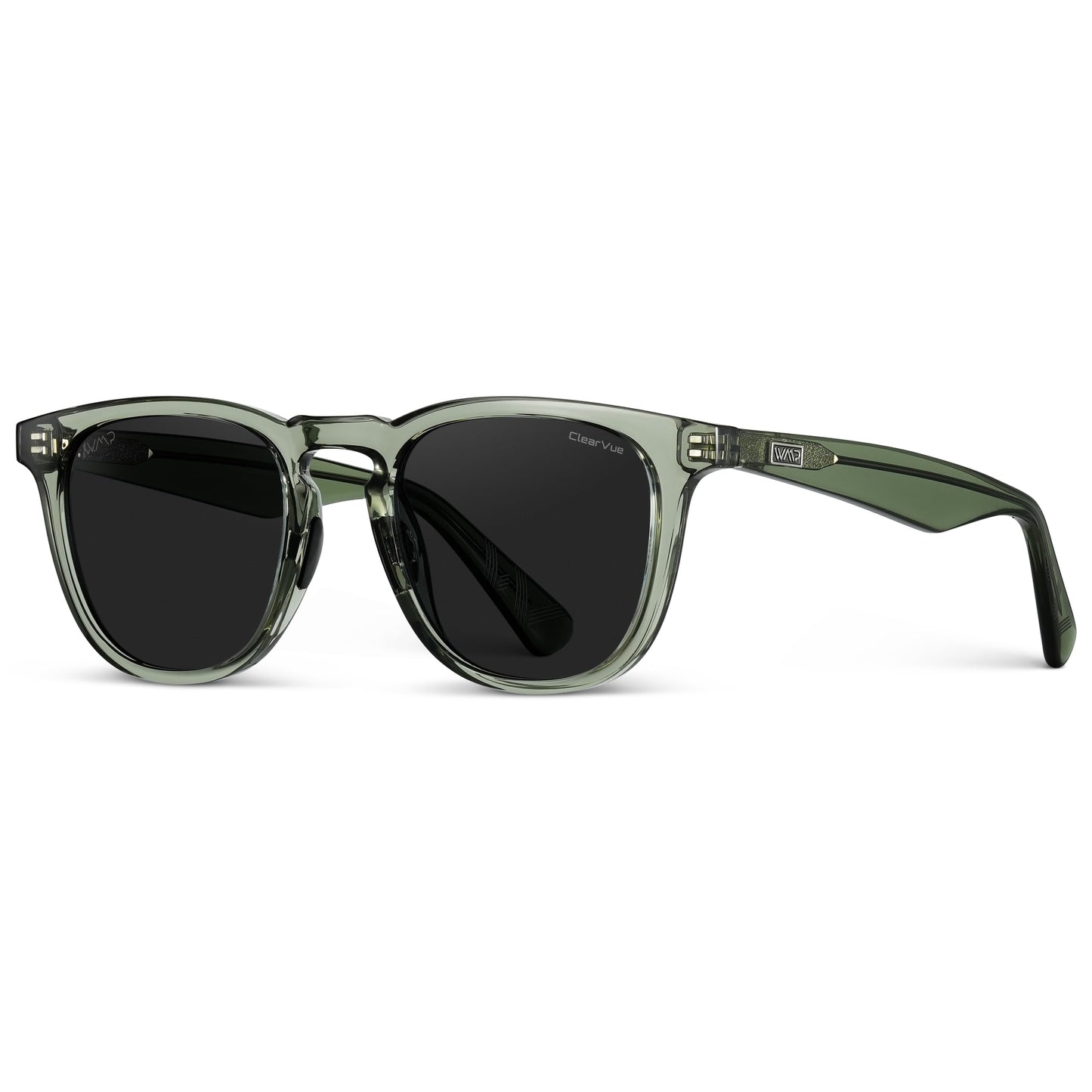 WearMe Pro WMP Eyewear – Men’s Polarized Sport & Golf Sunglasses: Round Frame, Anti-Reflective Lenses, Non-Slip Nose Pads, Lightweight (Crystal Agave Frame/Black Lens)