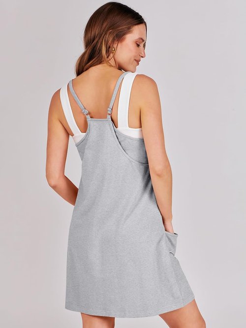 ANRABESS Athletic Dress - Summer Tennis Mini Romper with Built-In Shorts for Active Travel & Workouts