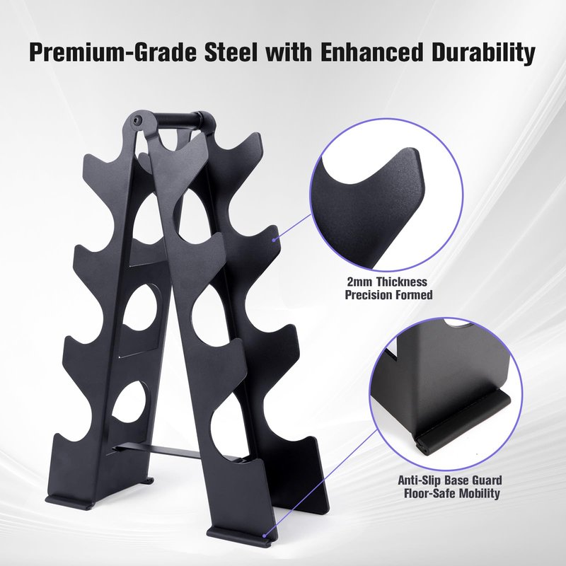 【Dumbbells not Included】 Dumbbell Rack Stand Only, Compact A-Frame Weight Rack for Dumbbells, Rust-Resistant Coated Dumbbell Storage Rack, Dumbbell Stand with Handle & Non-Slip Base for Home Gym