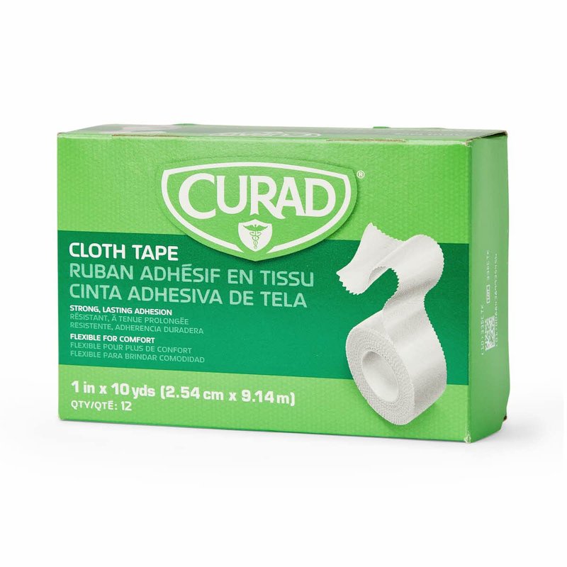Curad Cloth Silk Adhesive Medical Tape, 1" x 10 yds, 12 Count