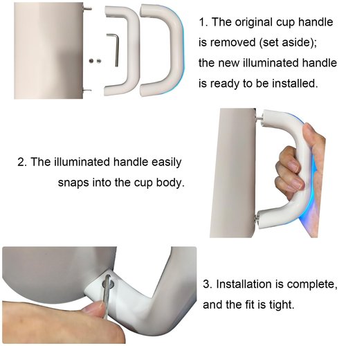 6 Colors LED Light-Up Cup Handle, for Stanley 30oz/40oz, 10 Light Modes, for Outdoor, Party, Home, Camping