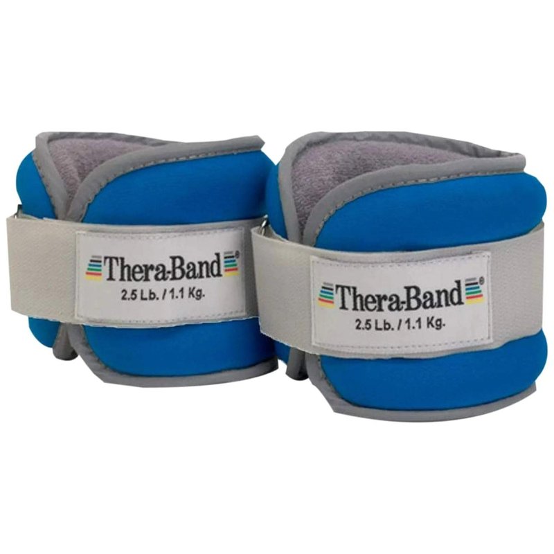 THERABAND Comfort Fit Ankle & Wrist Cuff Wrap Walking Weight Set, Adjustable Wrist and Ankle Weights for Home Workout, Ankle Strengthening & Toning Workouts, Blue, 2.5 lb. Each, Set of 2, 5 Pounds