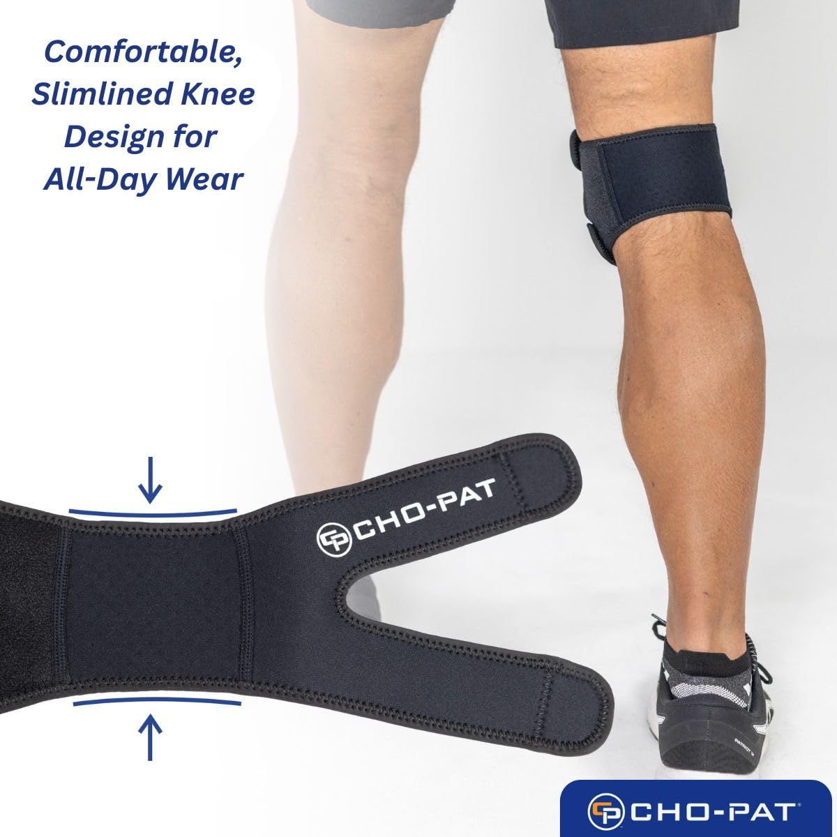 Cho-Pat Dual Action Lite, Adjustable & Lightweight Knee Support Strap for Tendonitis, Meniscus Tears, and Pain Relief, Small/Medium