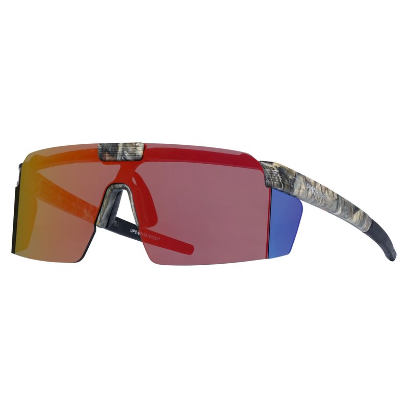 Piranha Eyewear Backcountry Flip Up Shield Sunglasses for Men with Red Mirror Lenses and Peripheral Coverage