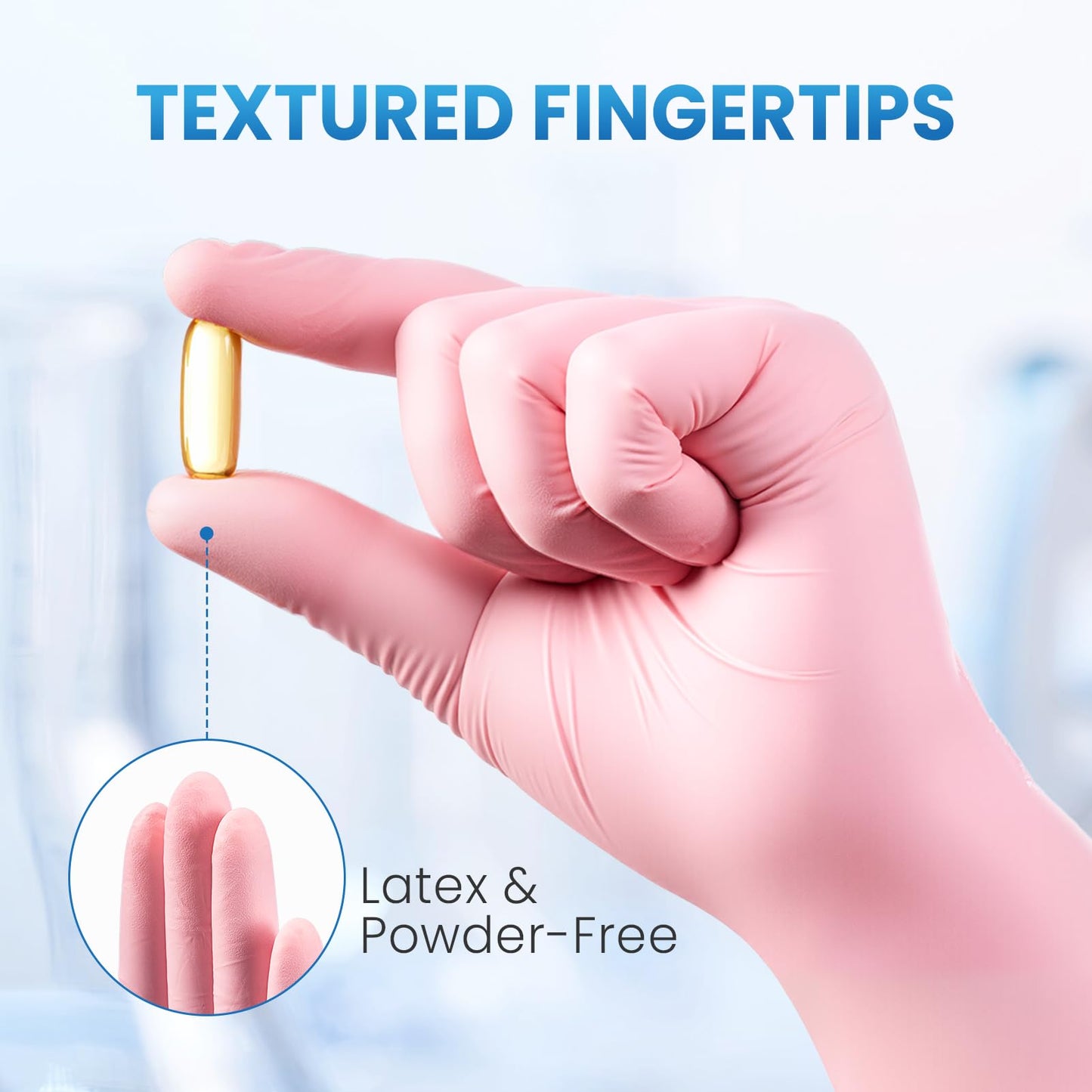 Borje Light-Duty Nitrile Disposable Gloves, 100 Count, Pink, Medium, Latex & Powder-Free, Food Safe, Esthetician, Cleaning, Cooking