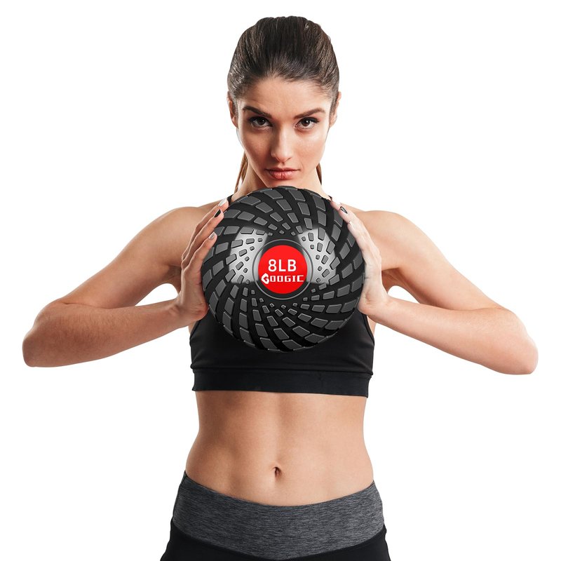 GOOGIC Slam Ball 8 lbs Medicine Ball Weighted Balls for Exercise and Workout, Strength, Cardio, Cross-Training and Core Workouts (8LB - Black)