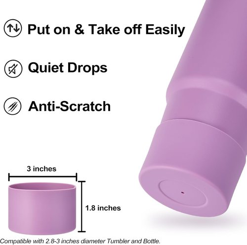 HYZ 8 Piece Accessories for Stanley Cup, Silicone Spill Proof Stopper Set and Protective Boot Including Straw Cover Cap for Stanley H2.0 20oz 30oz 40oz Tumbler, Lilac