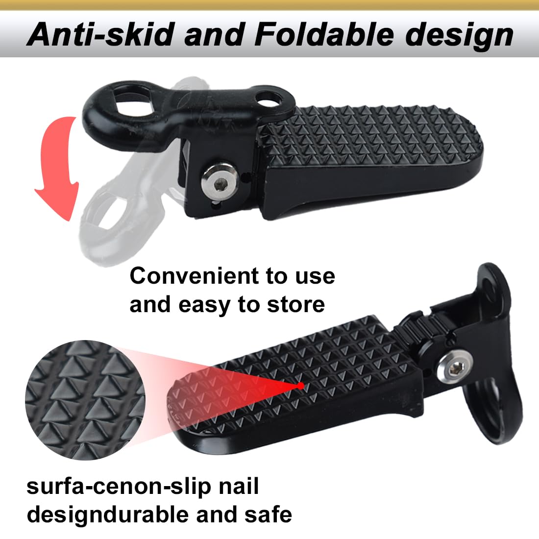 1 Pair Bike Rear Pedals,Aluminium Alloy Bike Pegs, Mini Folding Bicycle Foot Pegs,Rear Seat Footrest Pedals for Mountain Bike E-Bike