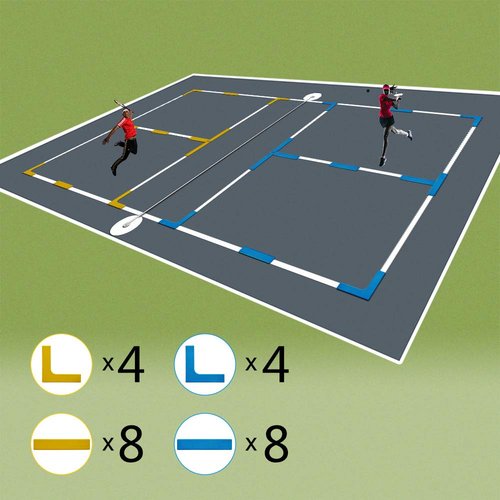 Eco Walker Court Line Marker Set Create Your Own Pickleball Mini Tennis Court (Blue-Yellow)