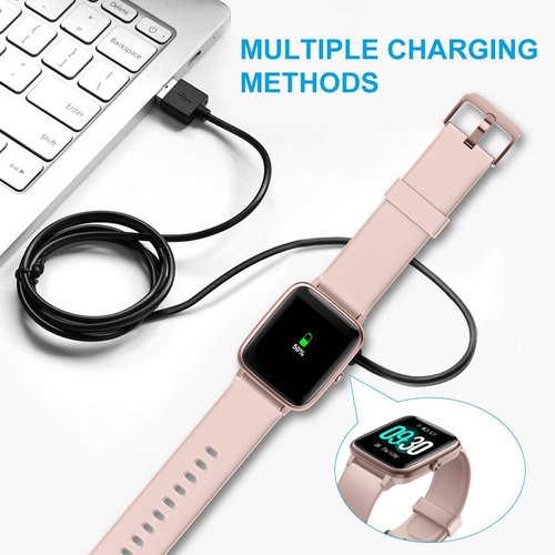 Lamshaw Compatible with Amzhero Fitness Tracker Charger, Magnetic USB Charging Cable Replacement Charger Compatible for Amzhero D26 1.47 Inches Fitness Tracker (2 pack-Black+Black)