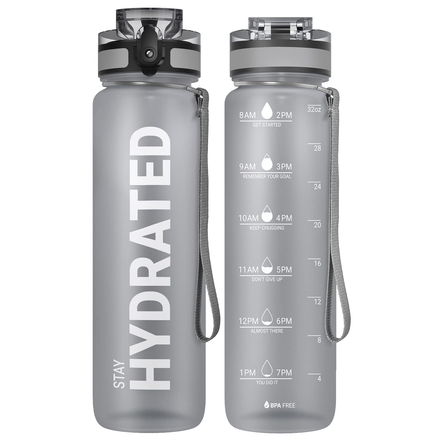 Sahara Sailor Water Bottle 32oz, Tritan Sports Bottle with Time Marker