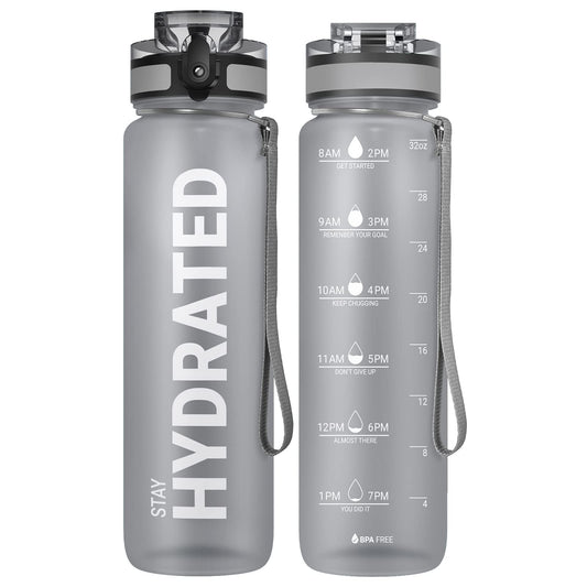Sahara Sailor Water Bottle 32oz, Tritan Sports Bottle with Time Marker