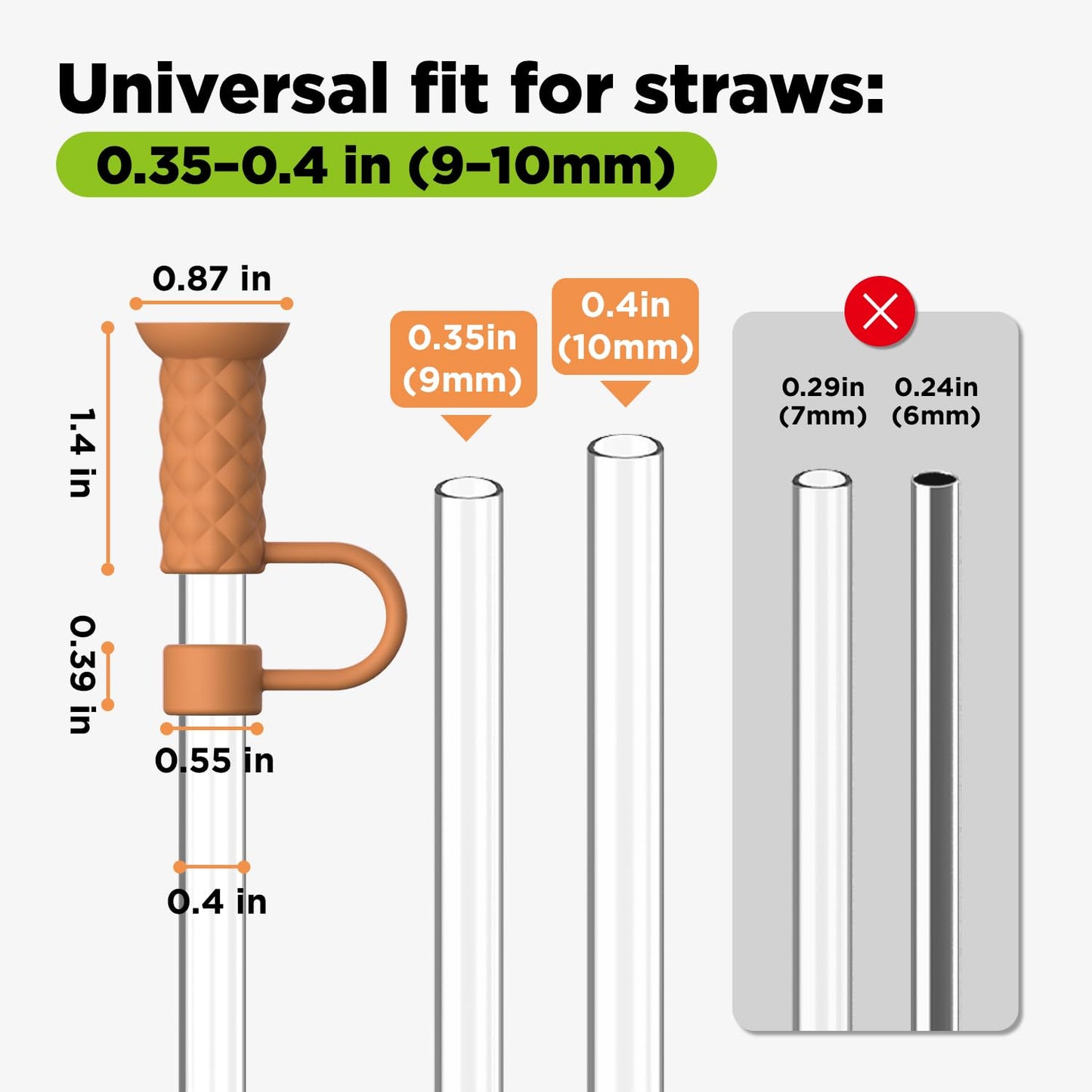 VOGOGE 6 Pcs Straw Cover Caps with Suction Base, 0.4in/10mm Straw Toppers for Stanley Cup 30/40 oz, Multicolor