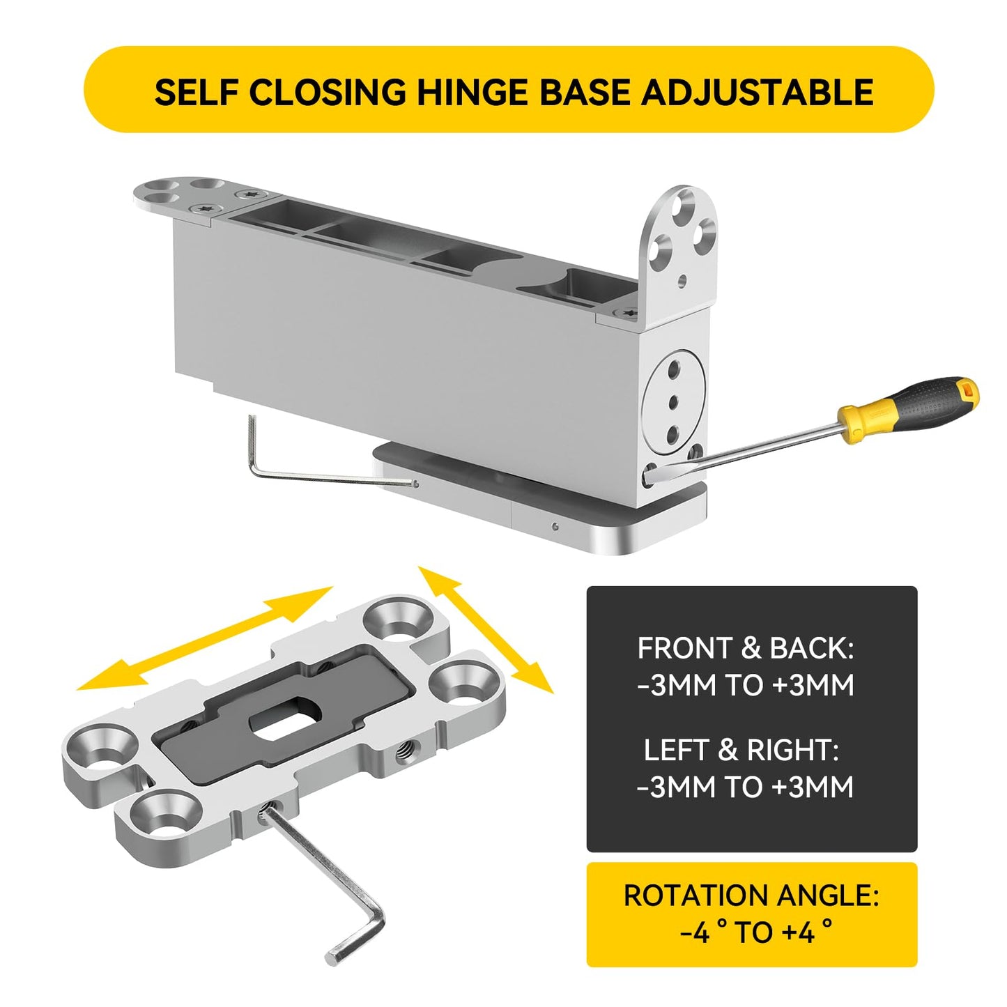 GEKRONE Self Closing Concealed Door Pivot Hinges Heavy-Duty Spring Hydraulic 360 Degree Rotation Stainless Steel Invisible Wooden Secret Hidden Door Hinge System Adjustable Speed Door Weighs 220 Lbs